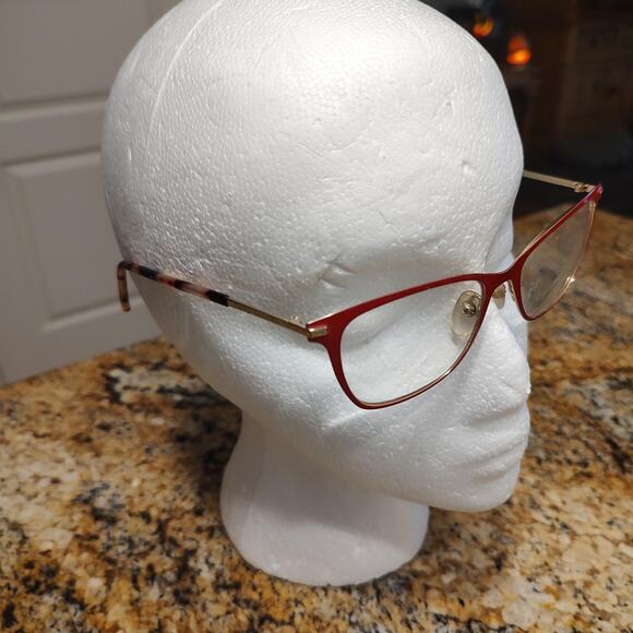 Marc Jacobs Eyeglasses Womens 53-17 Red Gold Cat Eye Clear Frames Designer - Picture 3 of 12